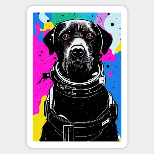 Old astronaut black lab portrait Sticker